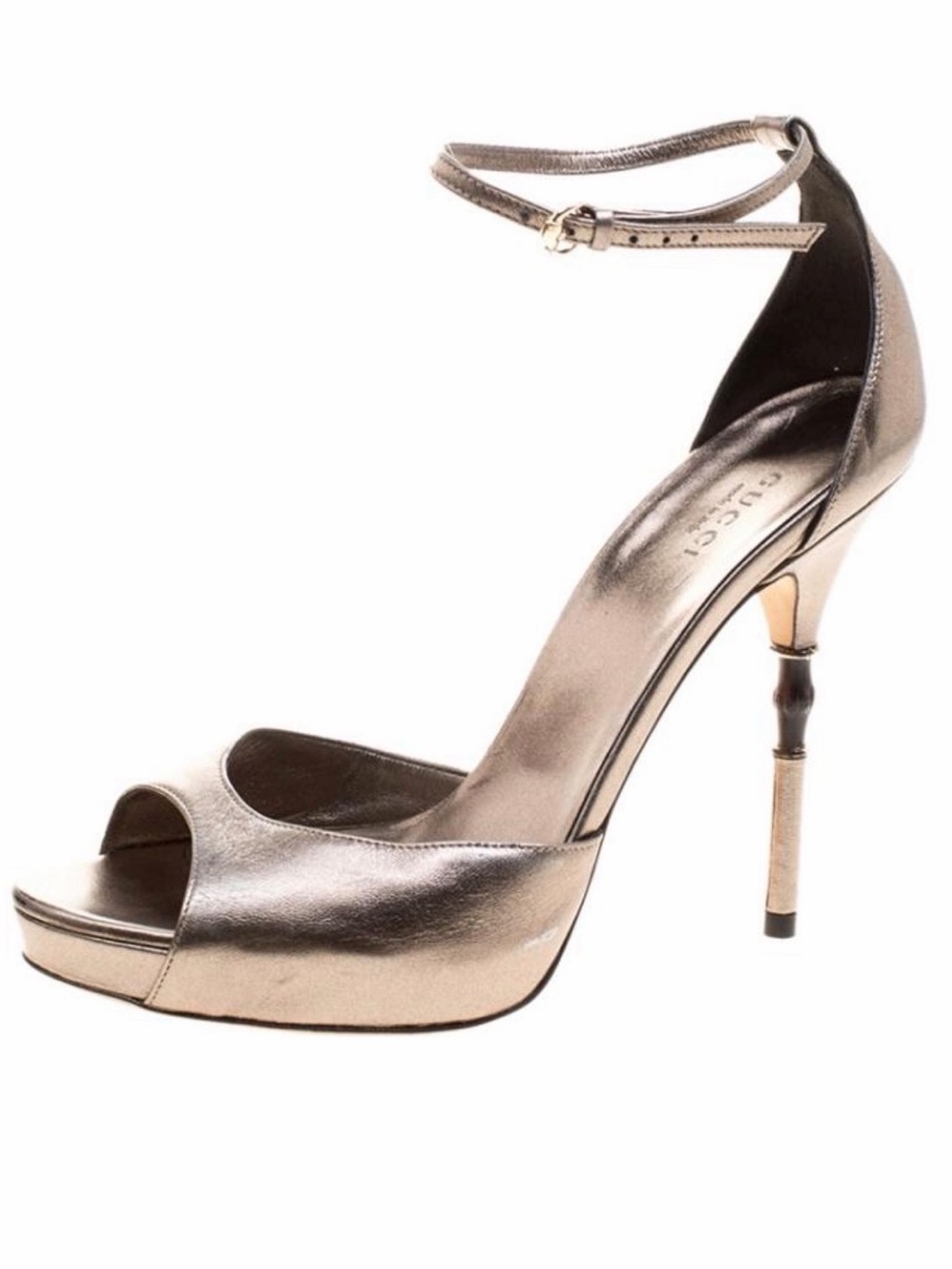 GUCCI Metallic Platform Sandals - Sz 8